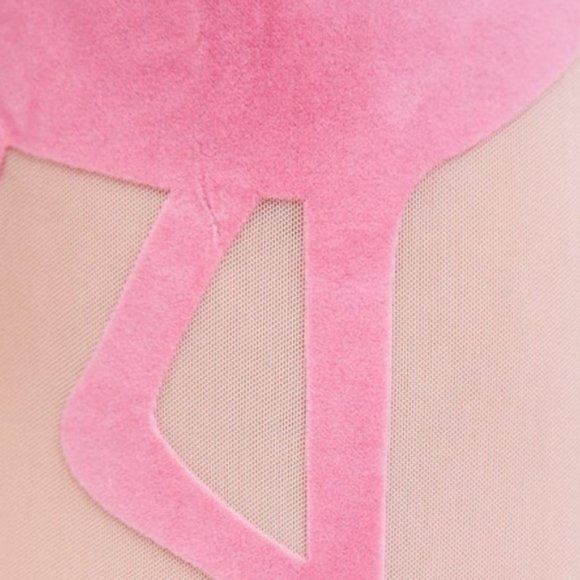 Zara Flamingo Bird Sheer Mesh Bodysuit Velvet Velo - Picture 5 of 8